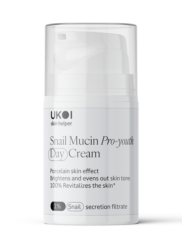 Денний крем UKOI Snail Mucin Pro-youth з муцином равлика омолоджуючий 50 мл